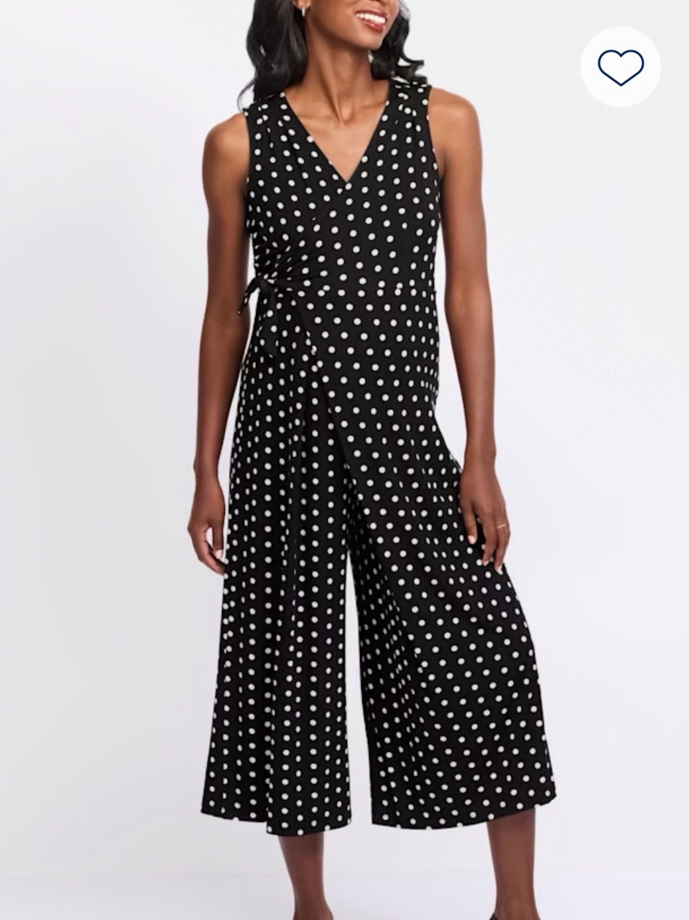 Black Polka Dot Maternity Sleeveless Wrap Jumpsuit